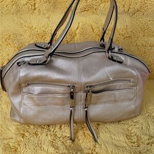 b. makowsky Metallic Taupe Double-Zip